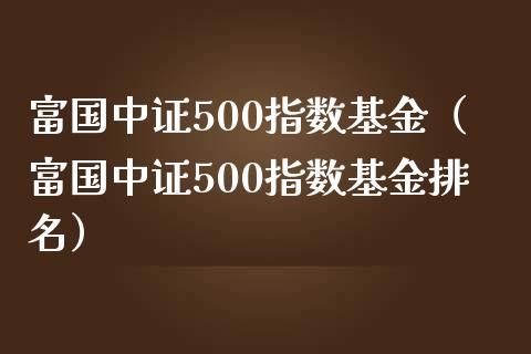 富国中证500指数基金（富国中证500指数基金排名）_https://www.londai.com_期货投资_第1张