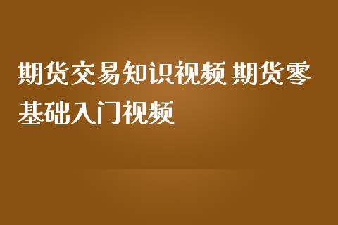 期货交易知识视频 期货零基础入门视频_https://www.londai.com_期货投资_第1张