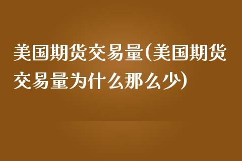 美国期货交易量(美国期货交易量为什么那么少)_https://www.londai.com_理财问答_第1张