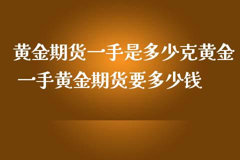 黄金期货一手是多少克黄金 一手黄金期货要多少钱_https://www.londai.com_期货投资_第1张