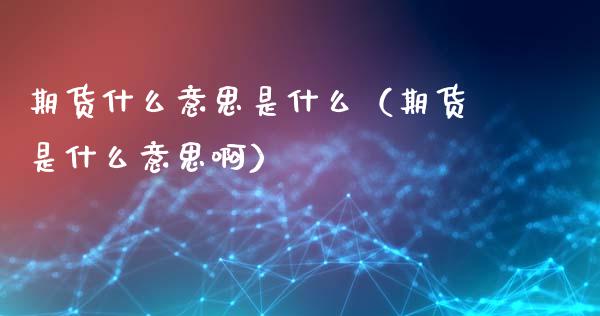 期货什么意思是什么（期货是什么意思啊）_https://www.londai.com_期货投资_第1张