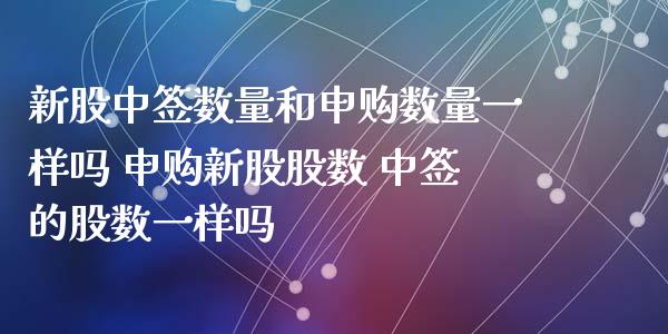 新股中签数量和申购数量一样吗 申购新股股数 中签的股数一样吗_https://www.londai.com_股票投资_第1张