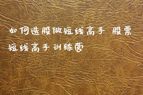 如何选股做短线高手 股票短线高手训练营_https://www.londai.com_股票投资_第1张