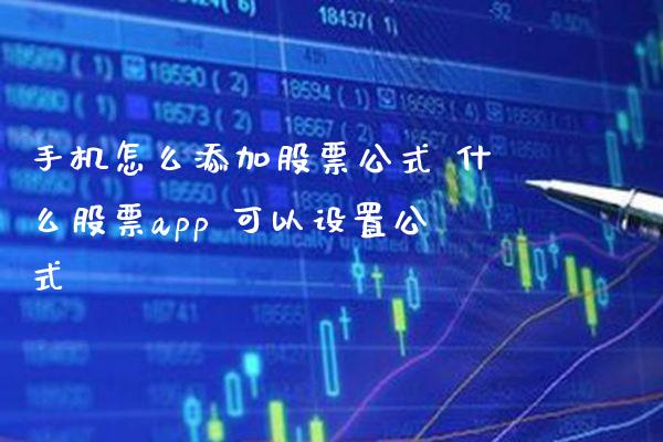 手机怎么添加股票公式 什么股票app 可以设置公式_https://www.londai.com_股票投资_第1张