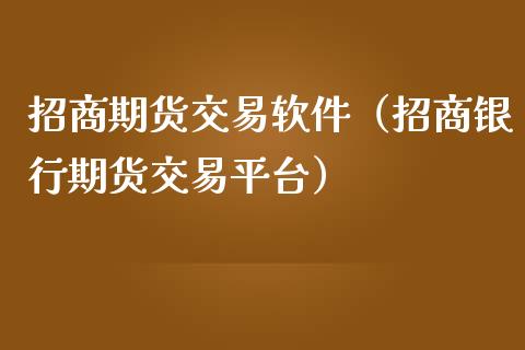 招商期货交易软件（招商银行期货交易平台）_https://www.londai.com_期货投资_第1张