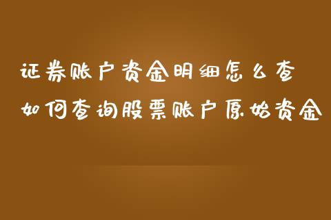 证券账户资金明细怎么查 如何查询股票账户原始资金_https://www.londai.com_股票投资_第1张