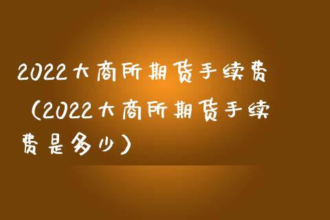 2022大商所期货手续费（2022大商所期货手续费是多少）_https://www.londai.com_期货投资_第1张