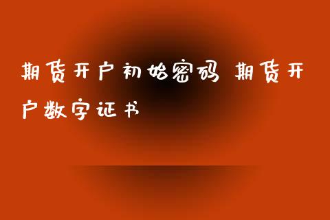 期货开户初始密码 期货开户数字证书_https://www.londai.com_期货投资_第1张