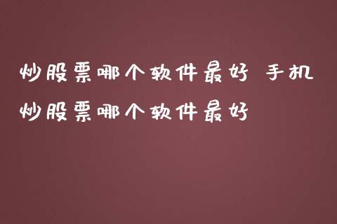 炒股票哪个软件最好 手机炒股票哪个软件最好_https://www.londai.com_股票投资_第1张