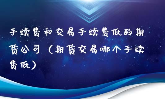 手续费和交易手续费低的期货公司（期货交易哪个手续费低）_https://www.londai.com_期货投资_第1张