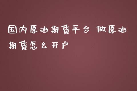 国内原油期货平台 做原油期货怎么开户_https://www.londai.com_期货投资_第1张