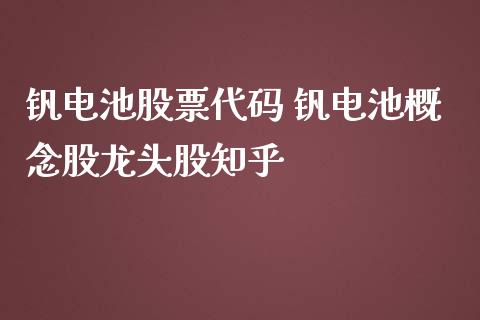 钒电池股票代码 钒电池概念股龙头股知乎_https://www.londai.com_股票投资_第1张