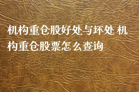 机构重仓股好处与坏处 机构重仓股票怎么查询_https://www.londai.com_保险理财_第1张