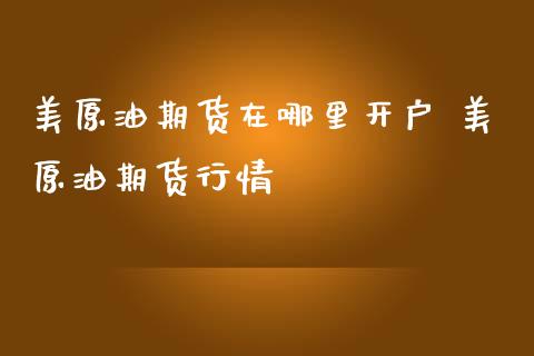 美原油期货在哪里开户 美原油期货行情_https://www.londai.com_期货投资_第1张