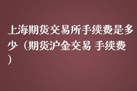 上海期货交易所手续费是多少（期货沪金交易 手续费）_https://www.londai.com_期货投资_第1张