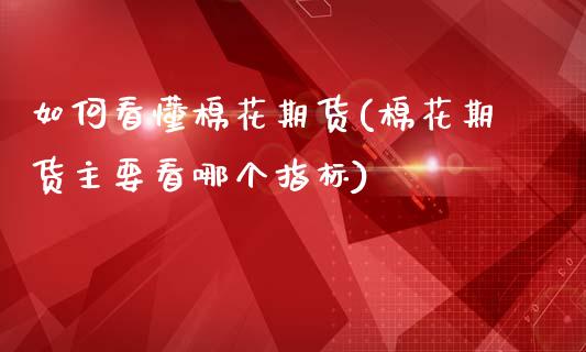 如何看懂棉花期货(棉花期货主要看哪个指标)_https://www.londai.com_期货投资_第1张