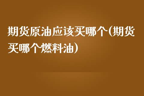 期货原油应该买哪个(期货买哪个燃料油)_https://www.londai.com_期货投资_第1张