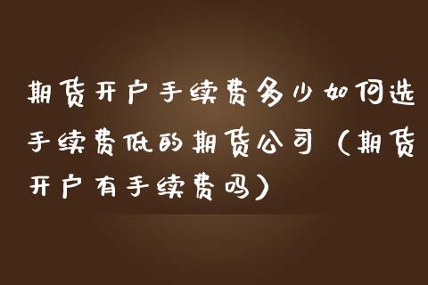 期货开户手续费多少如何选手续费低的期货公司（期货开户有手续费吗）_https://www.londai.com_期货投资_第1张