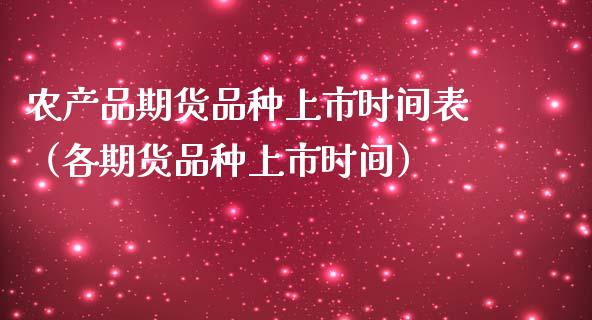 农产品期货品种上市时间表（各期货品种上市时间）_https://www.londai.com_期货投资_第1张