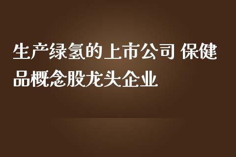 生产绿氢的上市公司 保健品概念股龙头企业_https://www.londai.com_股票投资_第1张