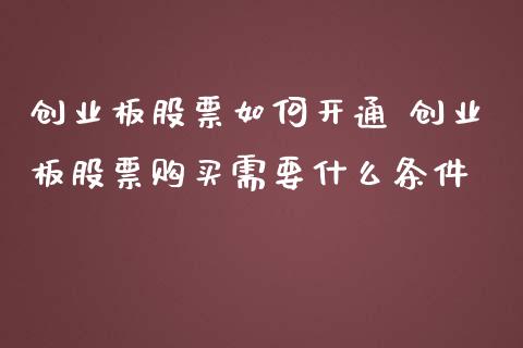 创业板股票如何开通 创业板股票购买需要什么条件_https://www.londai.com_股票投资_第1张