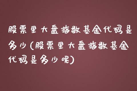 股票里大盘指数基金代码是多少(股票里大盘指数基金代码是多少呢)_https://www.londai.com_基金理财_第1张