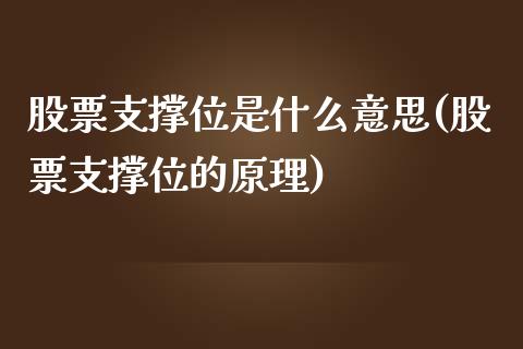 股票支撑位是什么意思(股票支撑位的原理)_https://www.londai.com_股票投资_第1张