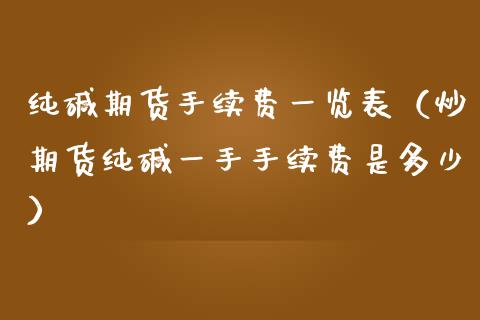 纯碱期货手续费一览表（炒期货纯碱一手手续费是多少）_https://www.londai.com_期货投资_第1张