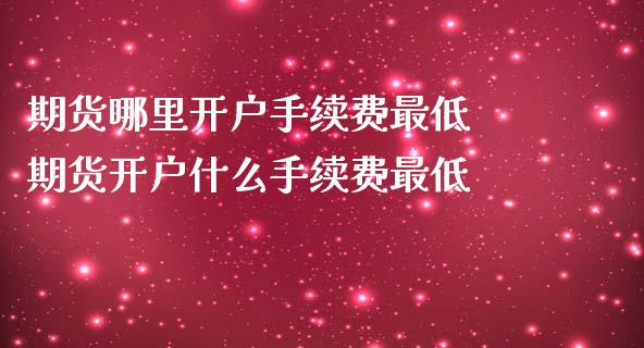 期货哪里开户手续费最低 期货开户什么手续费最低_https://www.londai.com_期货投资_第1张