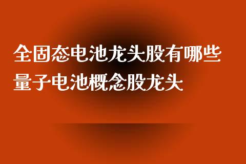 全固态电池龙头股有哪些 量子电池概念股龙头_https://www.londai.com_股票投资_第1张