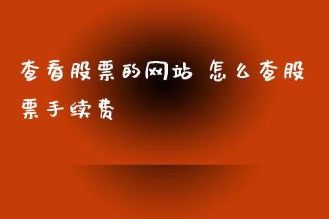 查看股票的网站 怎么查股票手续费_https://www.londai.com_股票投资_第1张