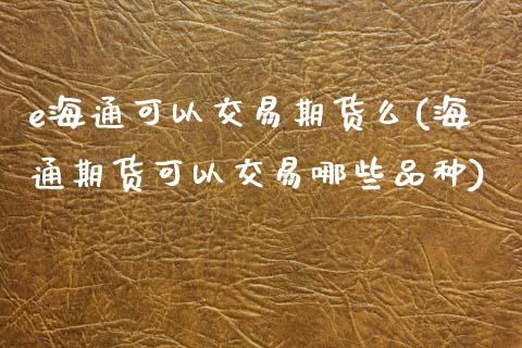 e海通可以交易期货么(海通期货可以交易哪些品种)_https://www.londai.com_期货投资_第1张