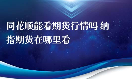 同花顺能看期货行情吗 纳指期货在哪里看_https://www.londai.com_期货投资_第1张