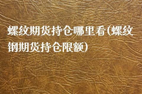 螺纹期货持仓哪里看(螺纹钢期货持仓限额)_https://www.londai.com_期货投资_第1张