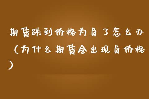 期货跌到价格为负了怎么办（为什么期货会出现负价格）_https://www.londai.com_期货投资_第1张