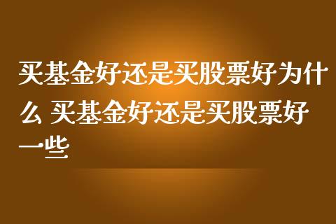 买基金好还是买股票好为什么 买基金好还是买股票好一些_https://www.londai.com_基金理财_第1张