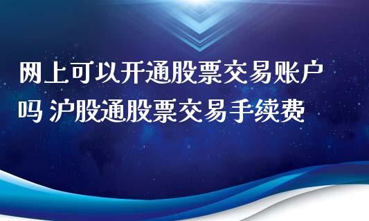 网上可以开通股票交易账户吗 沪股通股票交易手续费_https://www.londai.com_股票投资_第1张