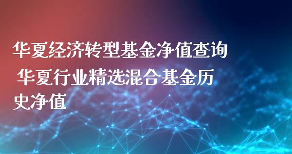 华夏经济转型基金净值查询 华夏行业精选混合基金历史净值_https://www.londai.com_基金理财_第1张