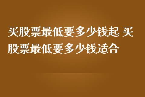 买股票最低要多少钱起 买股票最低要多少钱适合_https://www.londai.com_股票投资_第1张