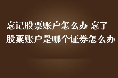 忘记股票账户怎么办 忘了股票账户是哪个证券怎么办_https://www.londai.com_股票投资_第1张