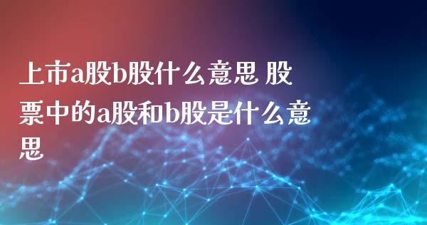 上市a股b股什么意思 股票中的a股和b股是什么意思_https://www.londai.com_股票投资_第1张