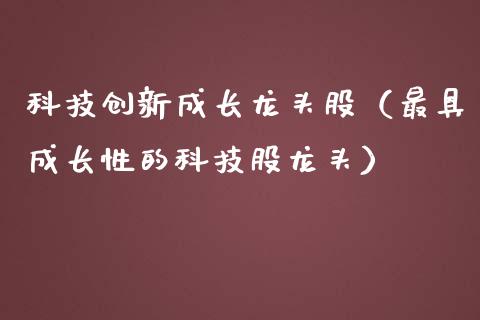 科技创新成长龙头股（最具成长性的科技股龙头）_https://www.londai.com_股票投资_第1张