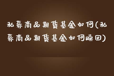 私募商品期货基金如何(私募商品期货基金如何赎回)_https://www.londai.com_基金理财_第1张