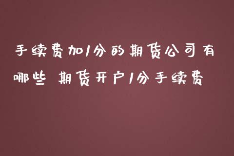 手续费加1分的期货公司有哪些 期货开户1分手续费_https://www.londai.com_期货投资_第1张