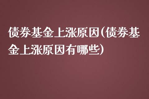 债券基金上涨原因(债券基金上涨原因有哪些)_https://www.londai.com_基金理财_第1张