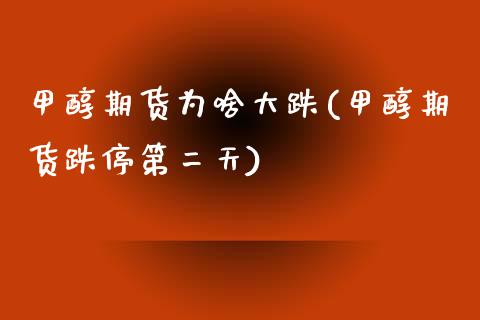 甲醇期货为啥大跌(甲醇期货跌停第二天)_https://www.londai.com_期货投资_第1张