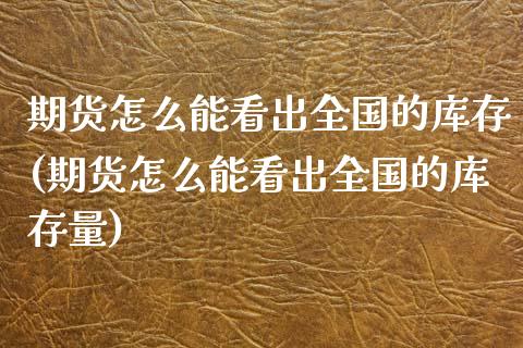 期货怎么能看出全国的库存(期货怎么能看出全国的库存量)_https://www.londai.com_理财品种_第1张