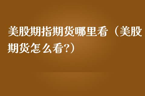 美股期指期货哪里看（美股期货怎么看?）_https://www.londai.com_期货投资_第1张