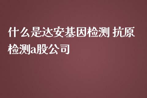 什么是达安基因检测 抗原检测a股公司_https://www.londai.com_股票投资_第1张