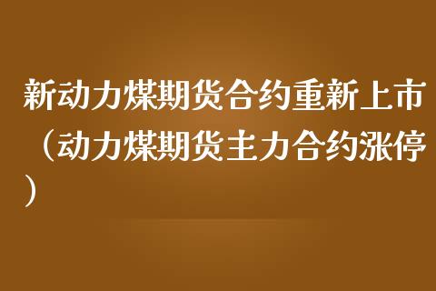 新动力煤期货合约重新上市（动力煤期货主力合约涨停）_https://www.londai.com_期货投资_第1张